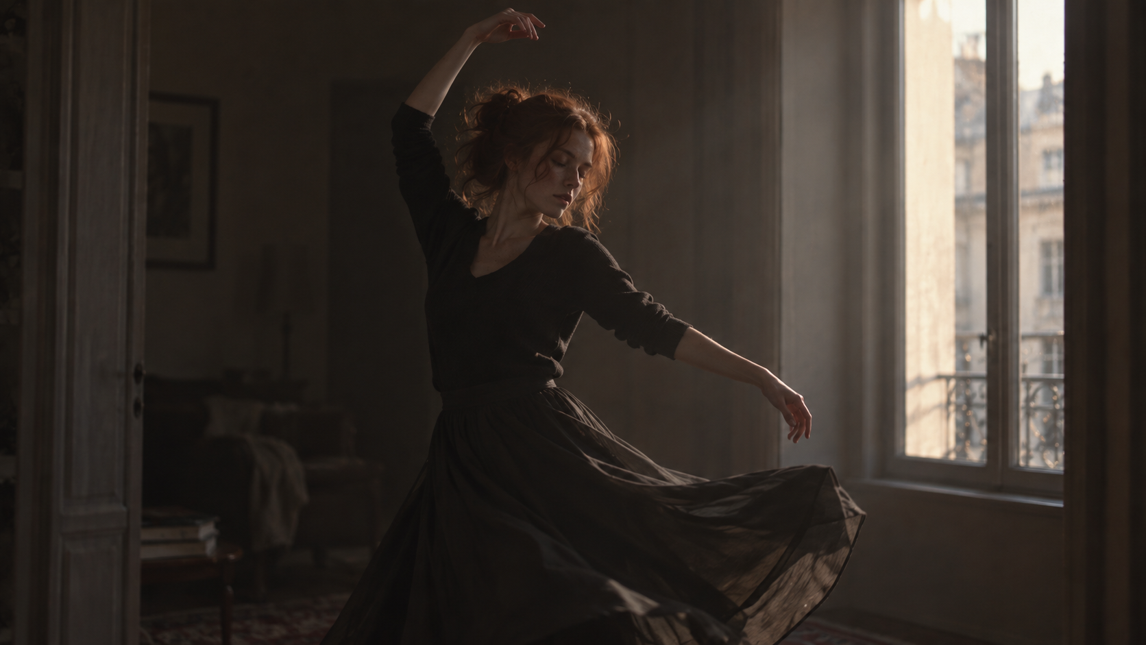 Ana bailando con una falda de vuelo, en una imagen que acompaña la alegría que vuelve con Dog Days Are Over.